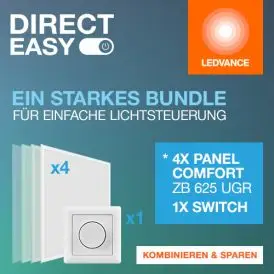 Ledvance DIRECT EASY KIT 4XPL CMFT 625 1XMCU 33 W 4000K 4320lm 90° IP40/IP20 hvid dæmpbar - Andre LED paneler